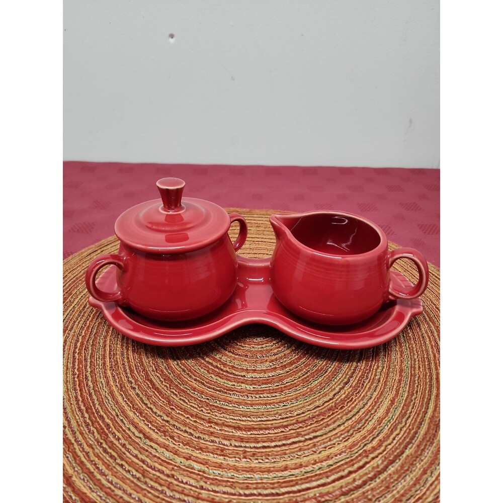 Fiesta Scarlet Creamer And Sugar Set  Homer Laughlin  2005 Complete Made In USA
